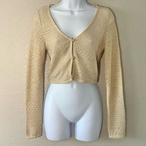 NWOT Mahina Cream Knit Preppy Coquette Cottagecore Feminine Cardigan M Academic